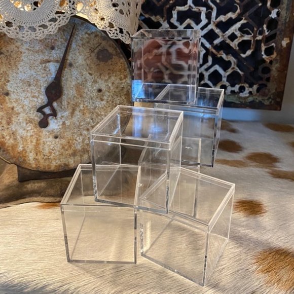 Sugarfina 6 Empty Cube Clear Plastic Lucite Boxes